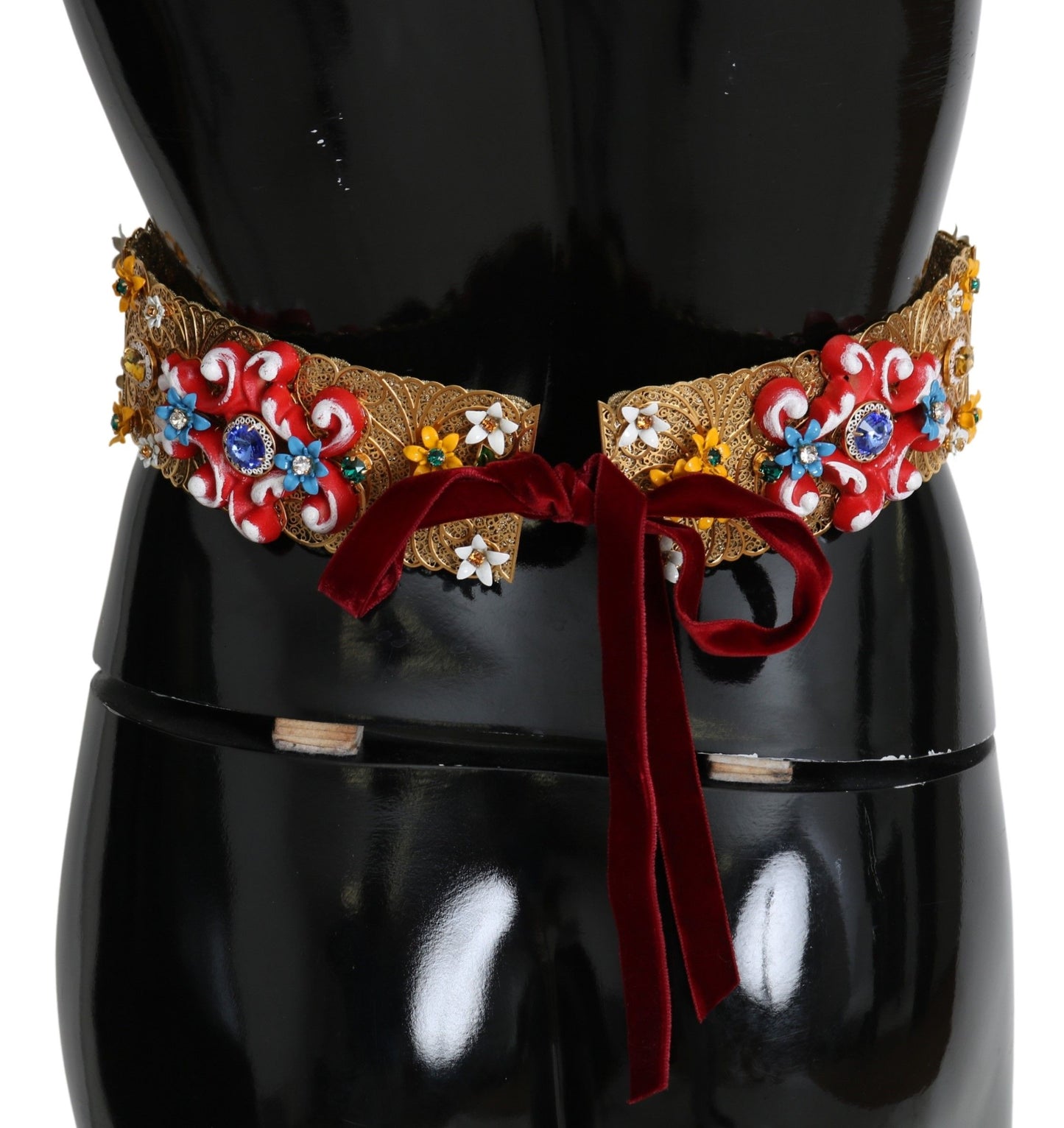 Ceinture dorée à taille large ornée de cristaux floraux Dolce & Gabbana