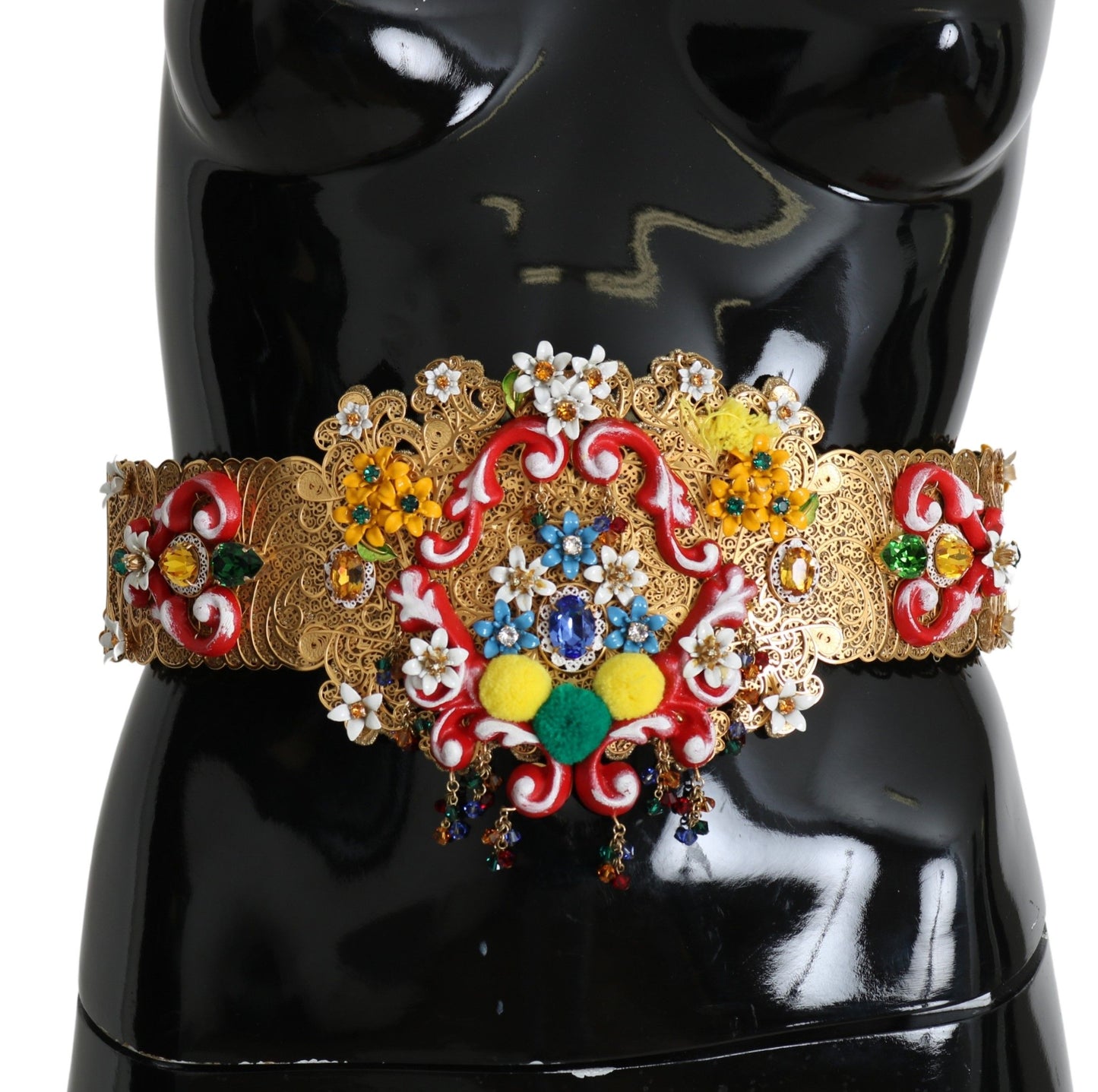 Ceinture dorée à taille large ornée de cristaux floraux Dolce & Gabbana