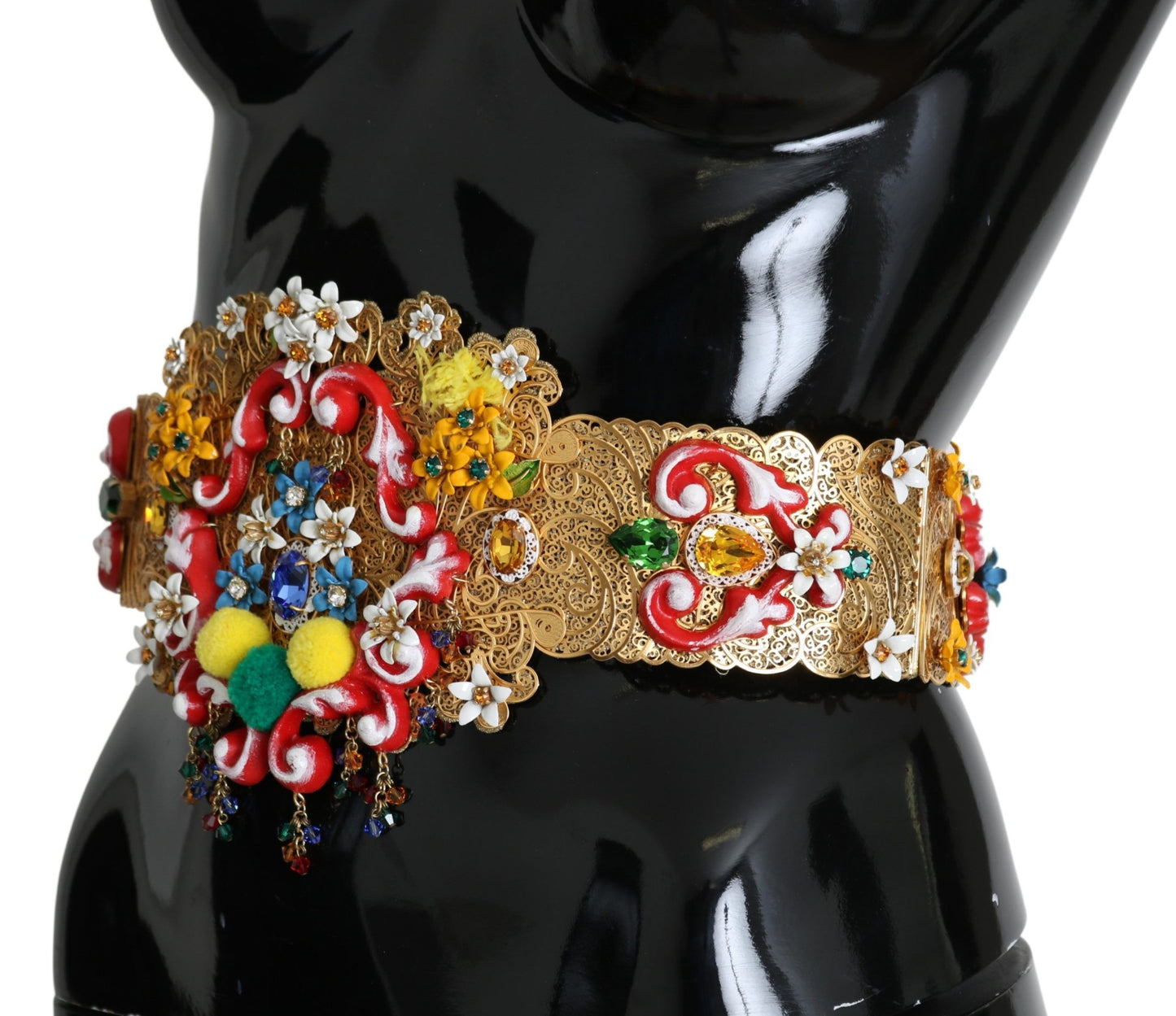 Ceinture dorée à taille large ornée de cristaux floraux Dolce & Gabbana