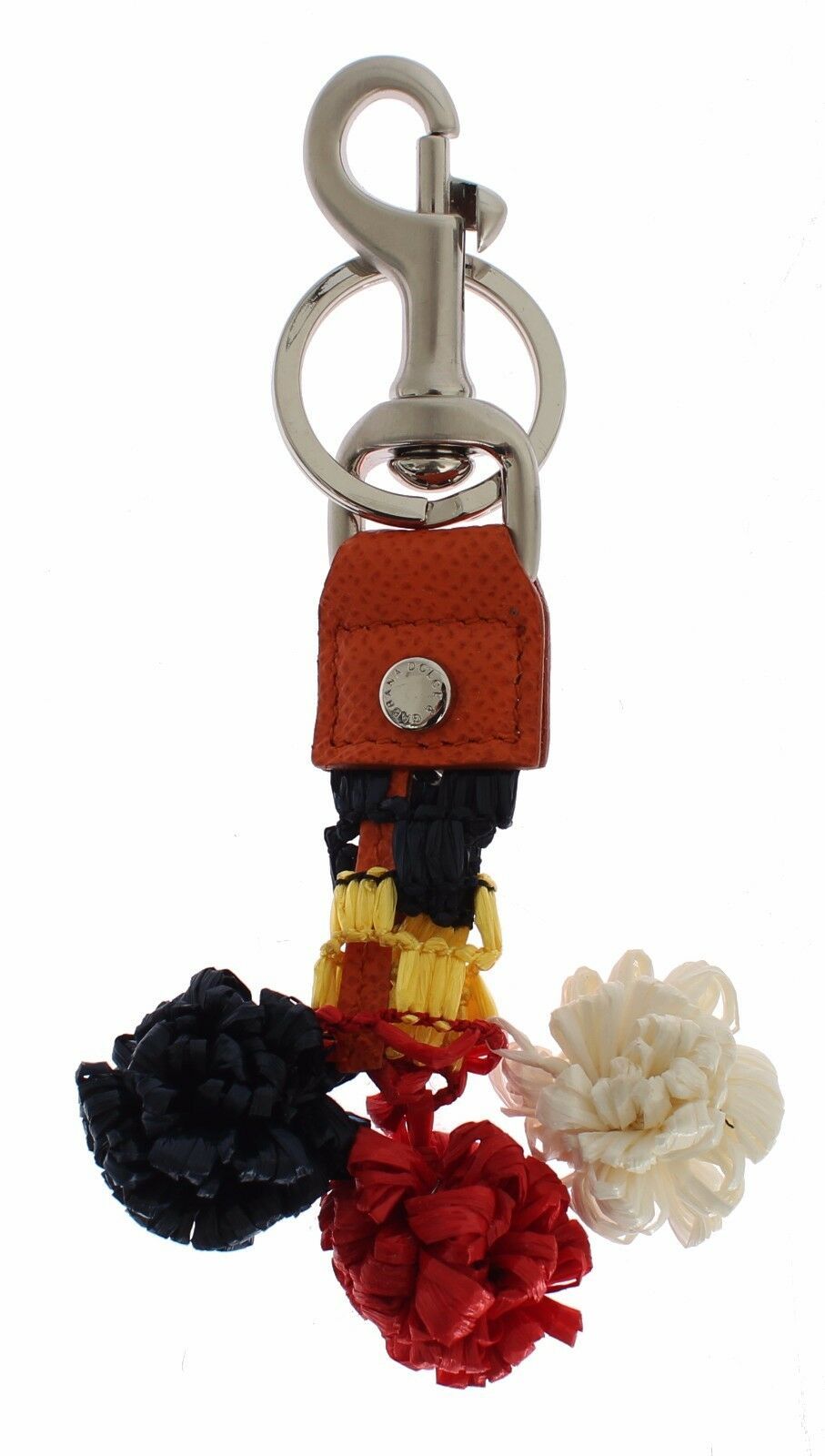 Porte-clés Dolce & Gabbana en cuir raphia multicolore avec fermoir à chaîne