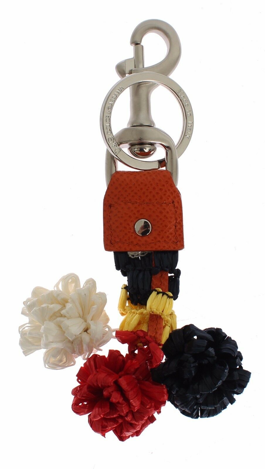 Porte-clés Dolce & Gabbana en cuir raphia multicolore avec fermoir à chaîne
