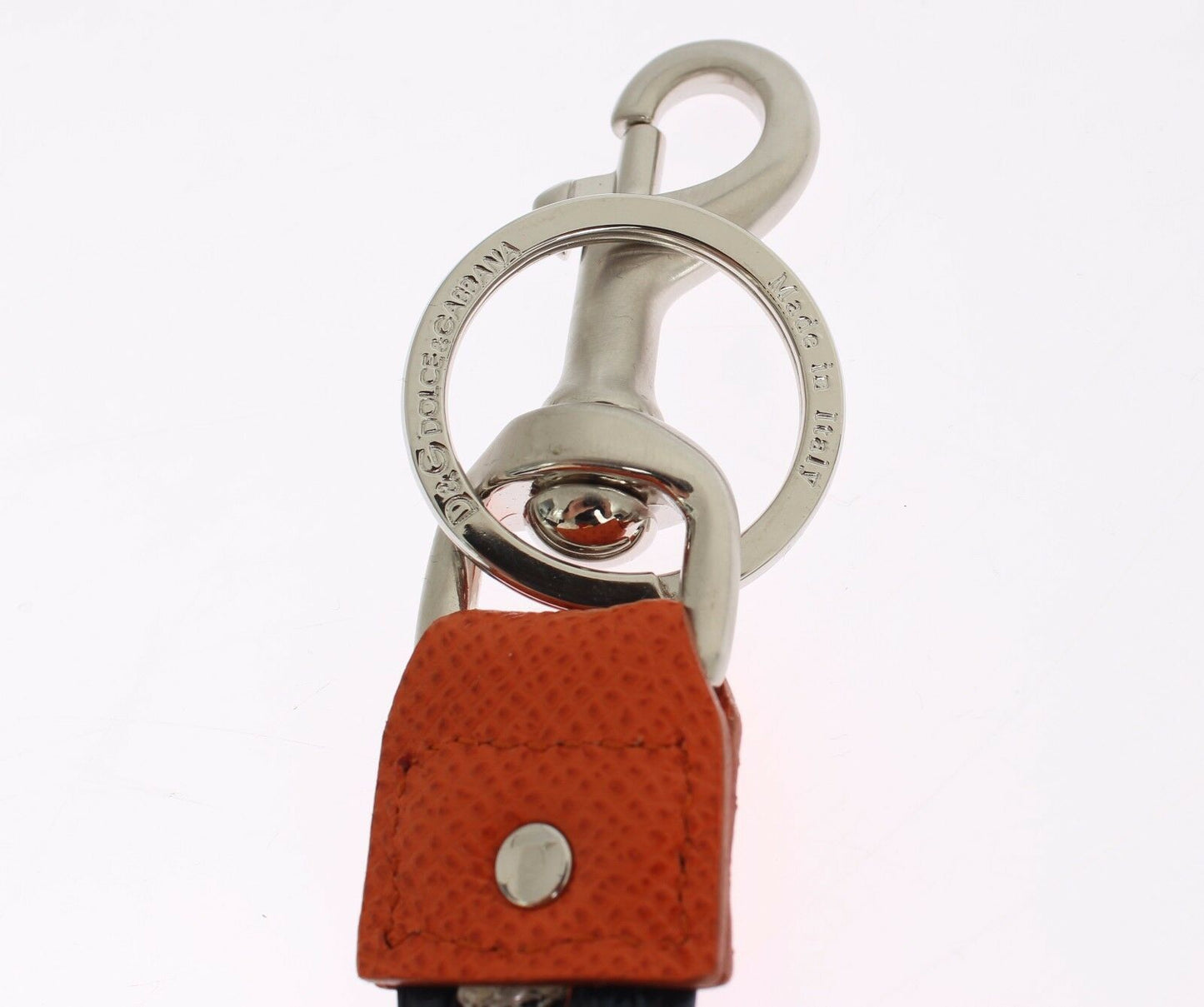 Porte-clés Dolce & Gabbana en cuir raphia multicolore avec fermoir à chaîne
