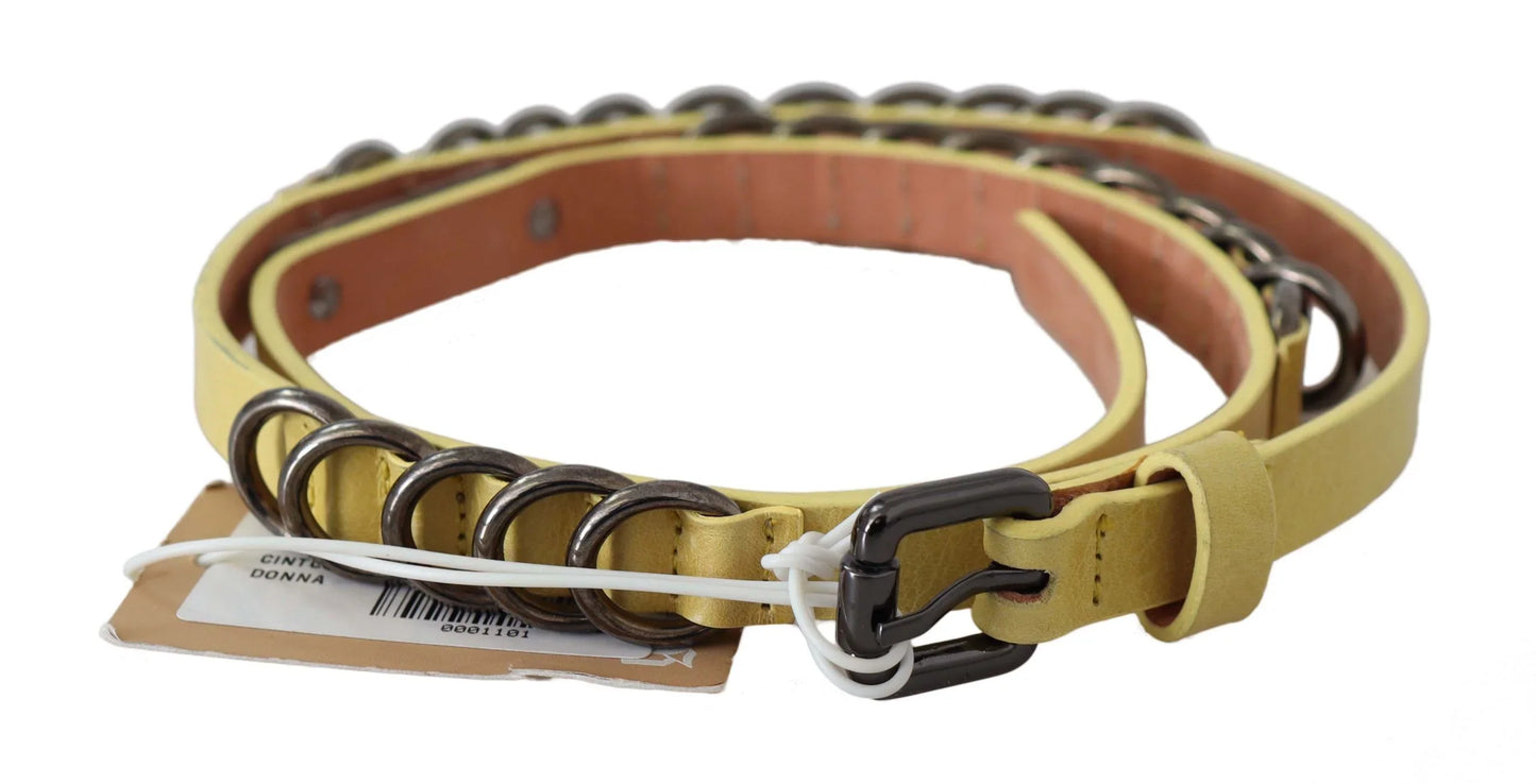 Ceinture fantaisie de luxe en cuir jaune John Galliano à boucle fine