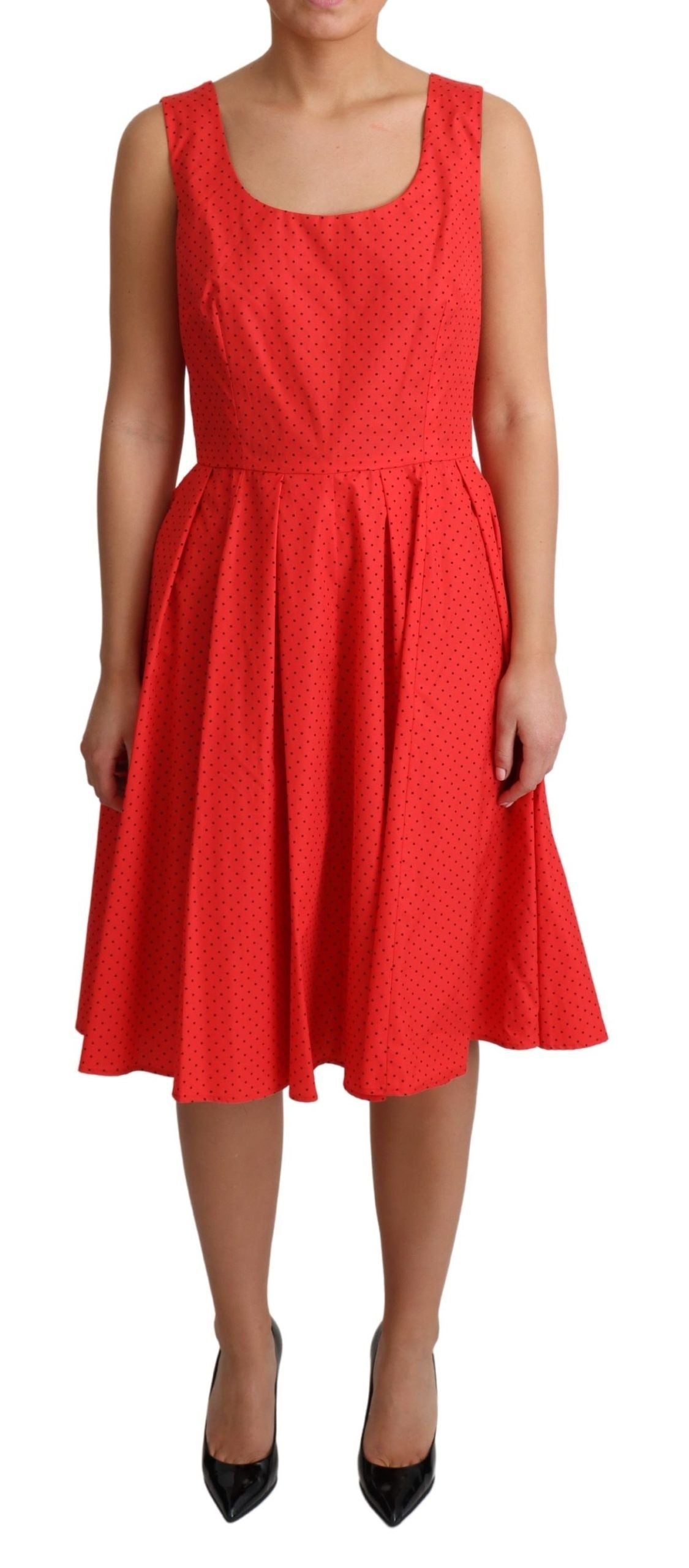 Dolce & Gabbana Red Polka Dotted Cotton A-Line Dress