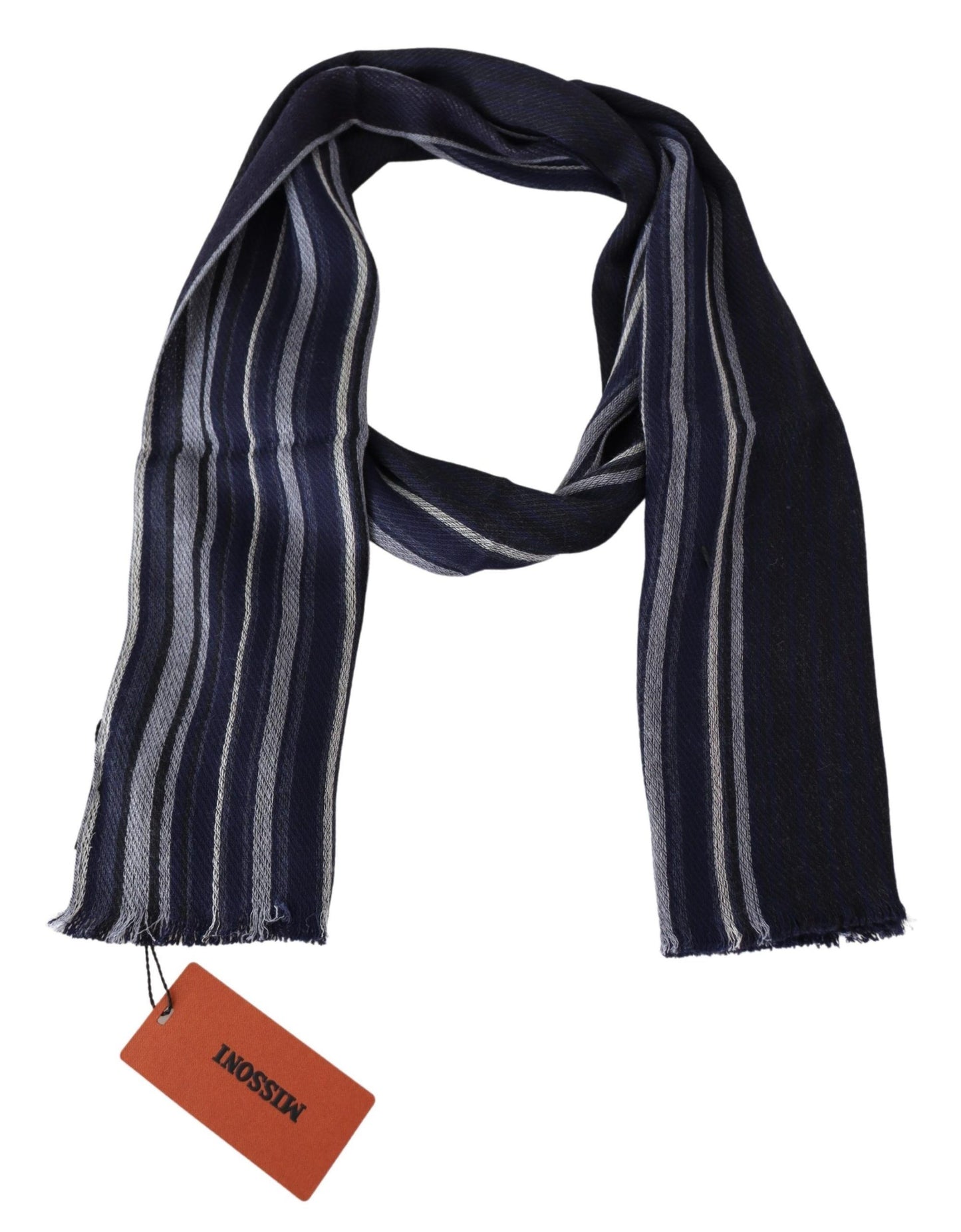 Châle unisexe à franges et rayures multicolores en laine Missoni