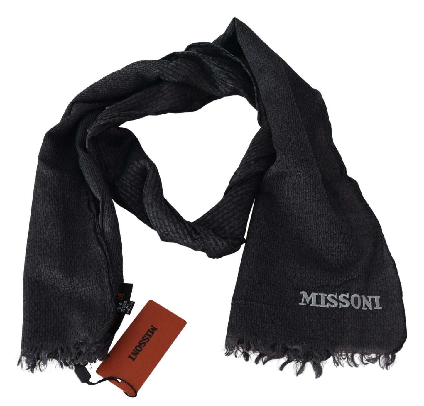 Écharpe unisexe en tricot de laine noire Missoni