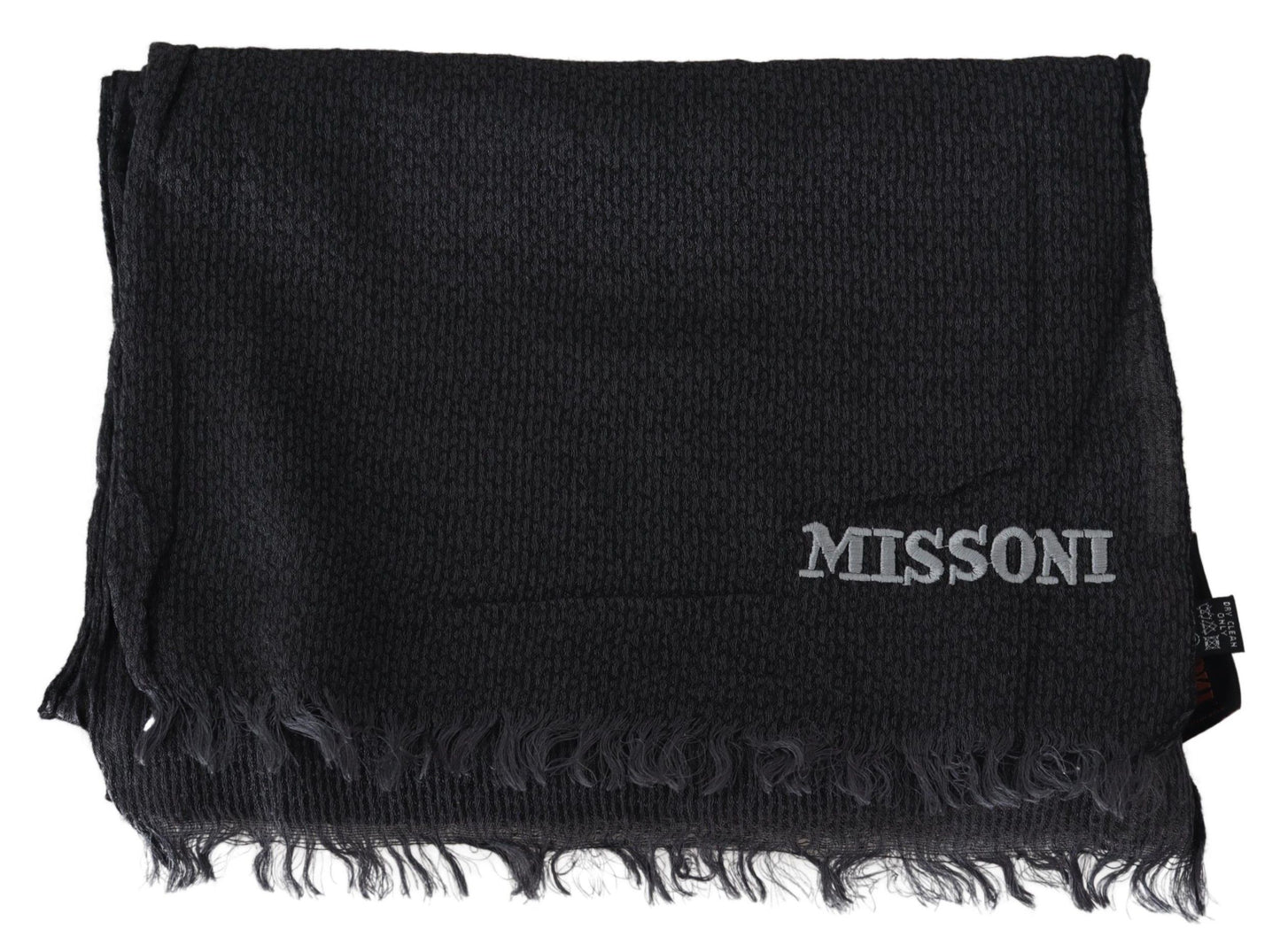 Écharpe unisexe en tricot de laine noire Missoni