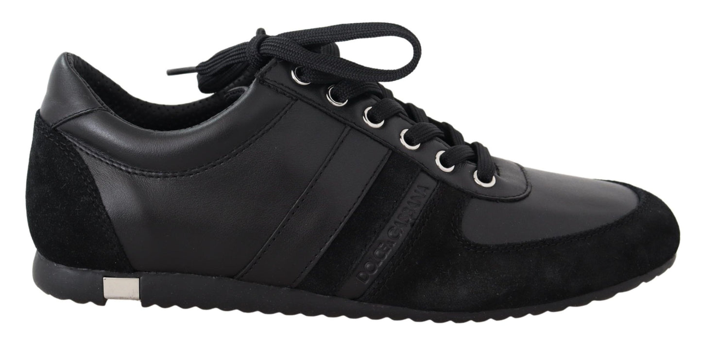 Baskets décontractées en cuir noir avec logo Dolce & Gabbana