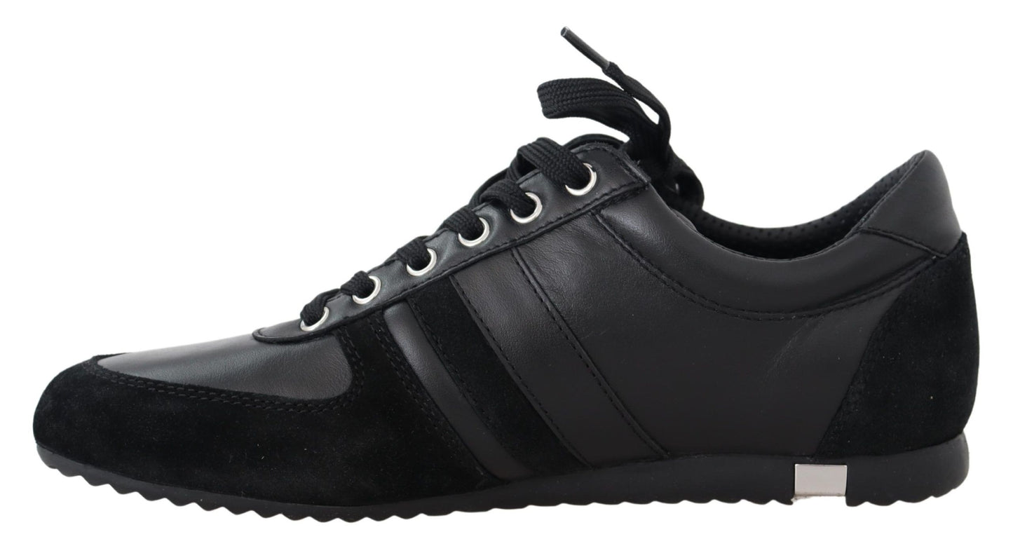 Baskets décontractées en cuir noir avec logo Dolce & Gabbana