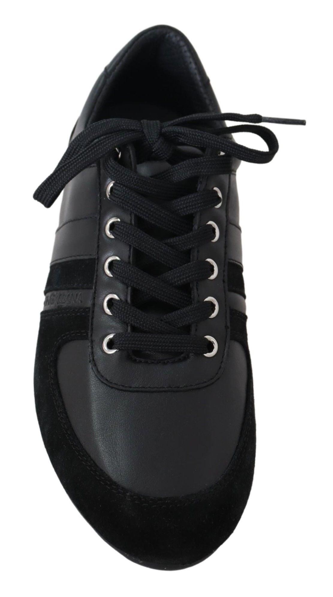 Baskets décontractées en cuir noir avec logo Dolce & Gabbana