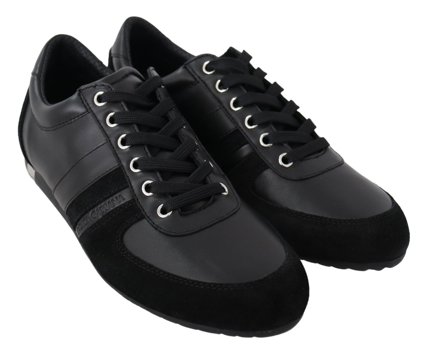 Baskets décontractées en cuir noir avec logo Dolce & Gabbana
