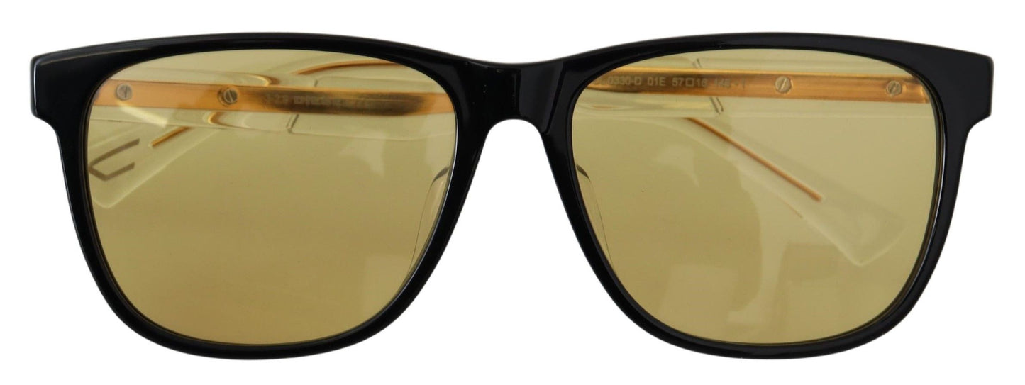 Lunettes de soleil Diesel DL0330-D 01E 57 à monture noire et verres jaunes transparents