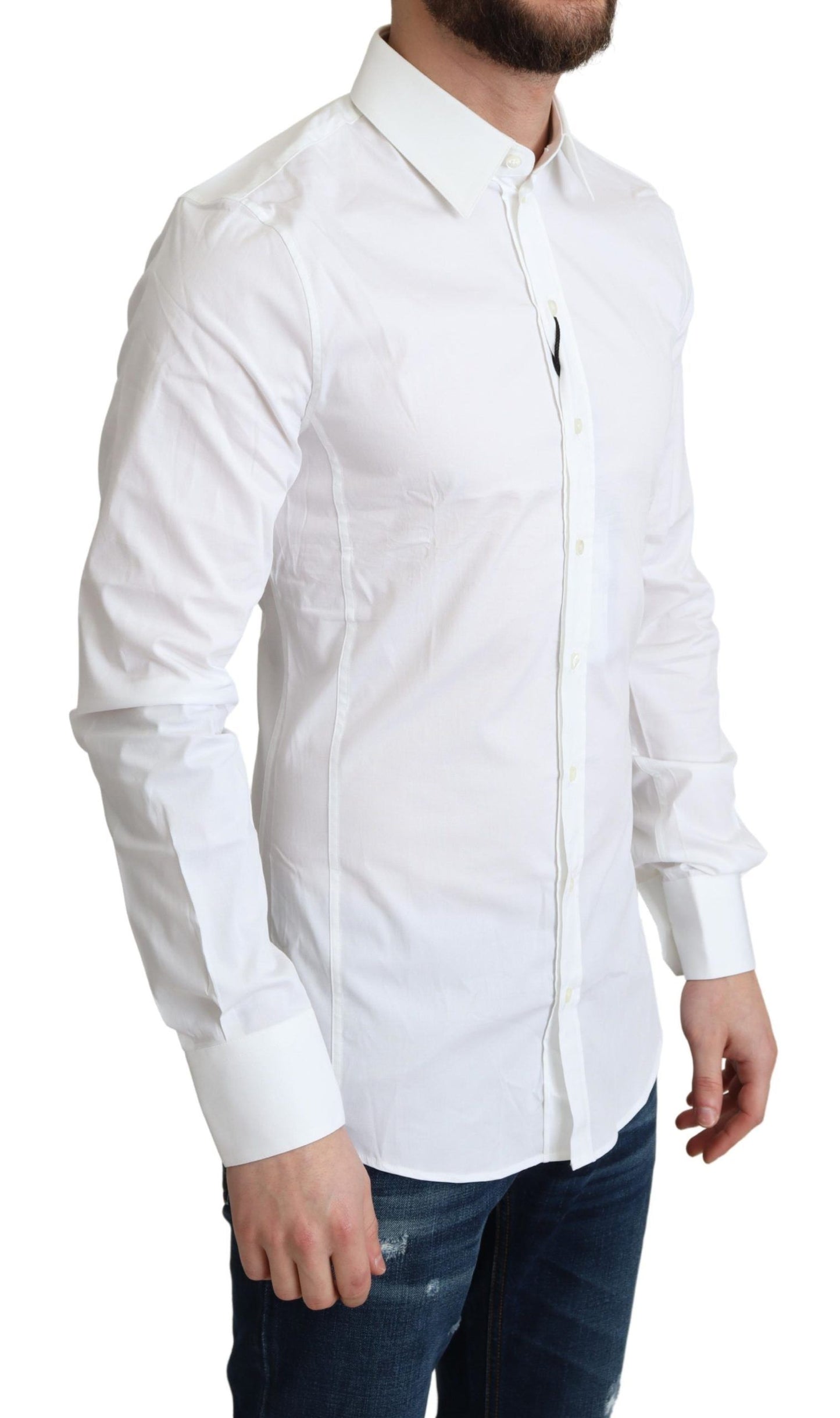 Chemise habillée SICILIA en coton stretch blanc Dolce & Gabbana pour homme