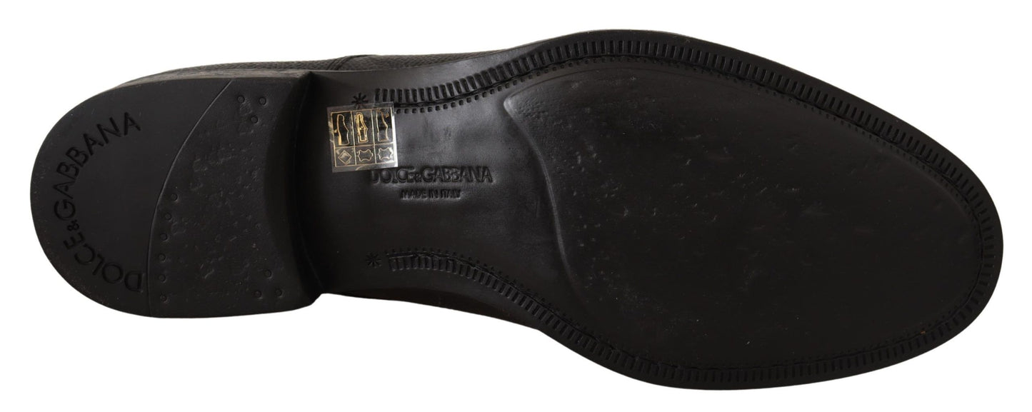 Chaussures Derby habillées à lacets en cuir noir Dolce & Gabbana pour homme