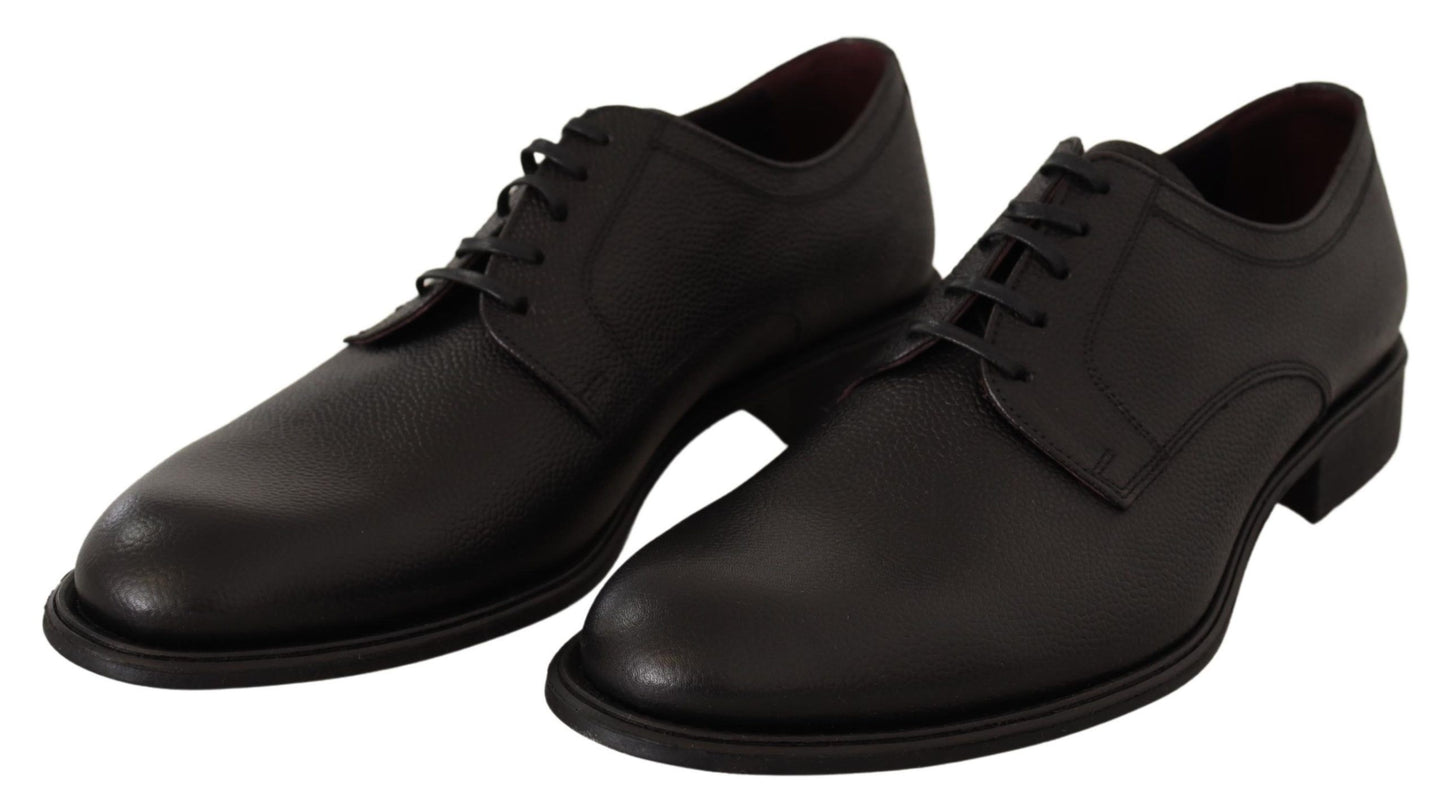 Chaussures Derby habillées à lacets en cuir noir Dolce & Gabbana pour homme