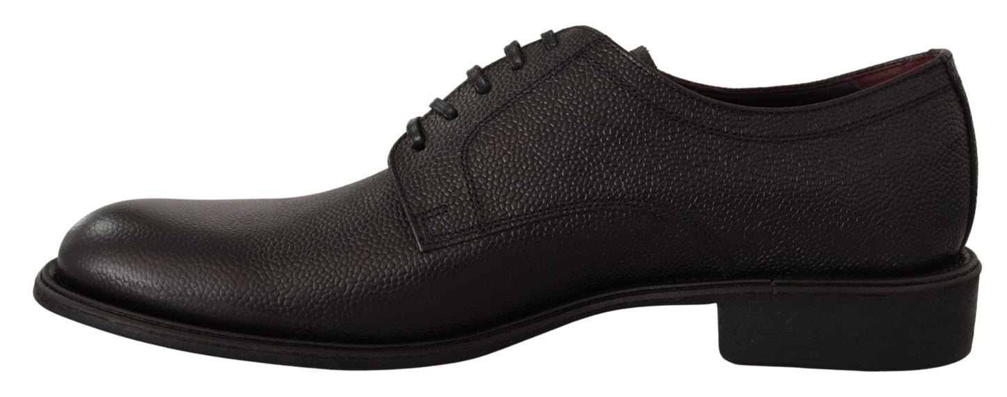 Chaussures Derby habillées à lacets en cuir noir Dolce & Gabbana pour homme