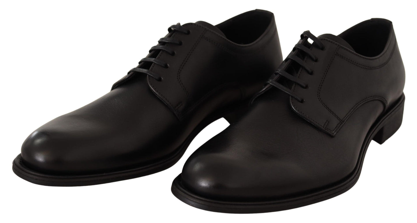 Chaussures Derby habillées à lacets en cuir noir Dolce & Gabbana pour homme