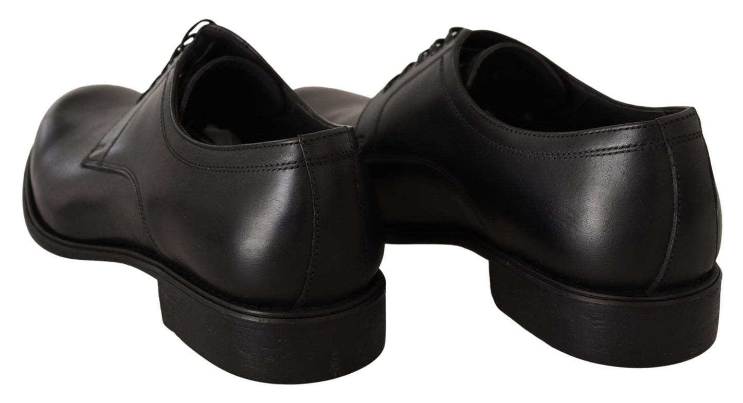 Chaussures Derby habillées à lacets en cuir noir Dolce & Gabbana pour homme