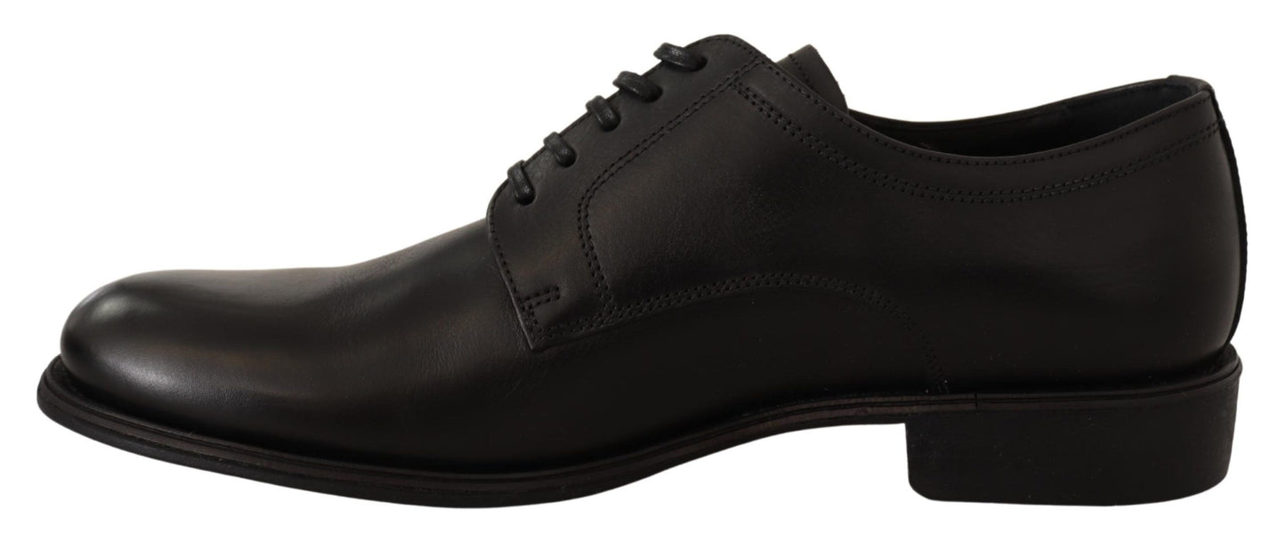 Chaussures Derby habillées à lacets en cuir noir Dolce & Gabbana pour homme