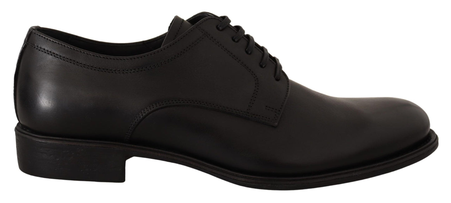 Chaussures Derby habillées à lacets en cuir noir Dolce & Gabbana pour homme