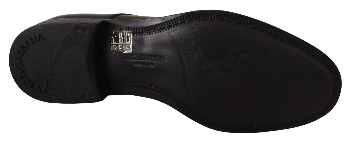 Chaussures Derby habillées à lacets en cuir noir Dolce & Gabbana pour homme