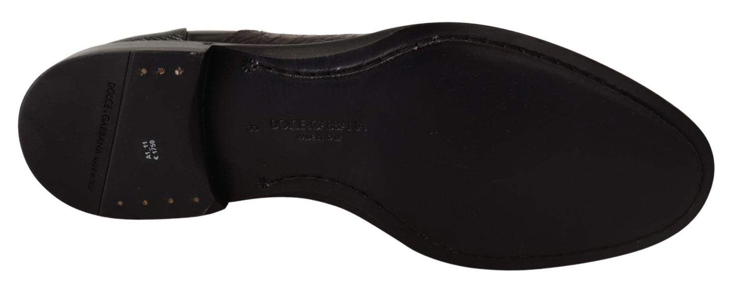Chaussures habillées en cuir noir et peaux exotiques Dolce & Gabbana