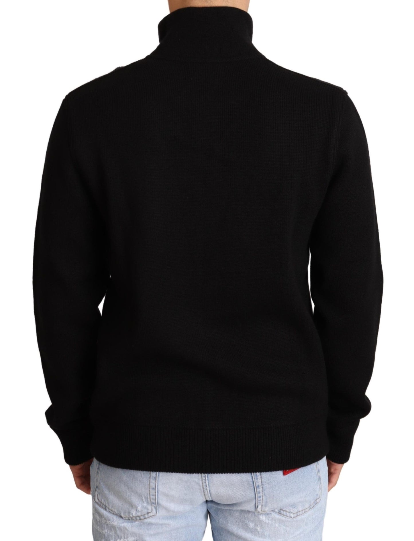 Pull zippé en cachemire noir Dolce & Gabbana pour homme