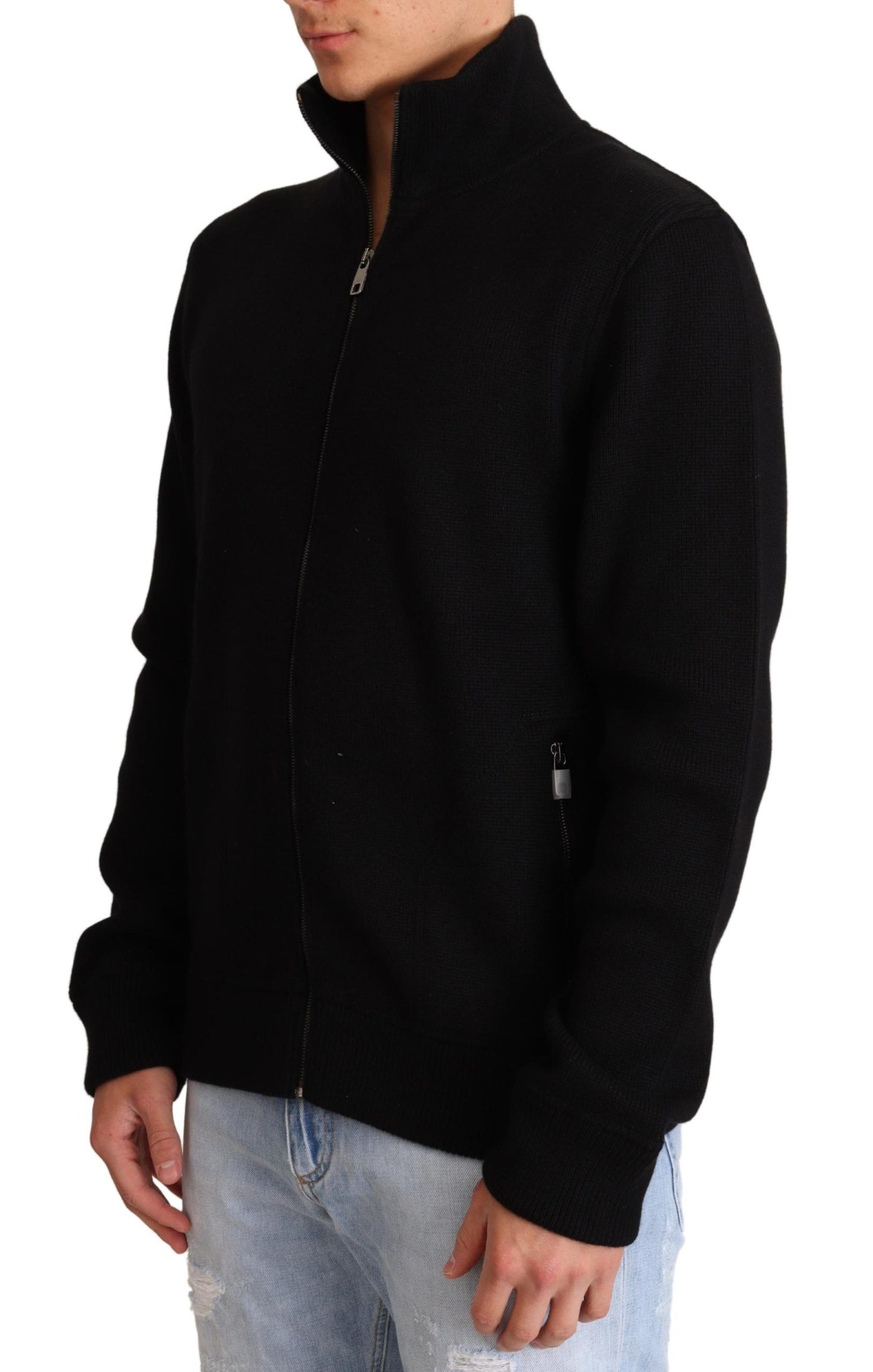 Pull zippé en cachemire noir Dolce & Gabbana pour homme