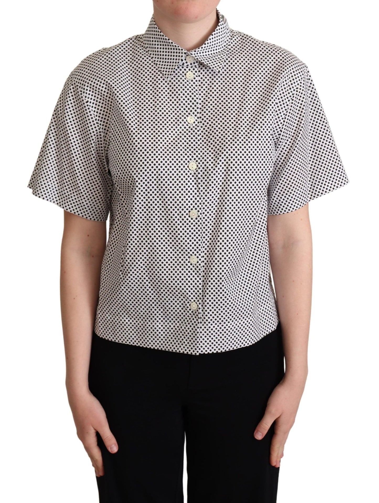 Chemise à col à pois noirs Dolce & Gabbana blanche