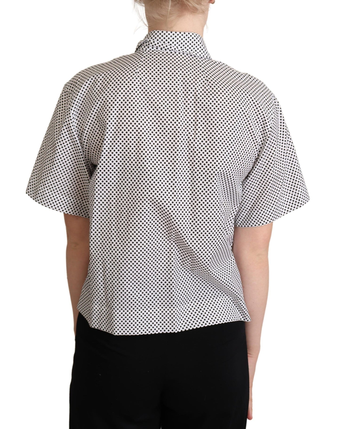Chemise à col à pois noirs Dolce & Gabbana blanche