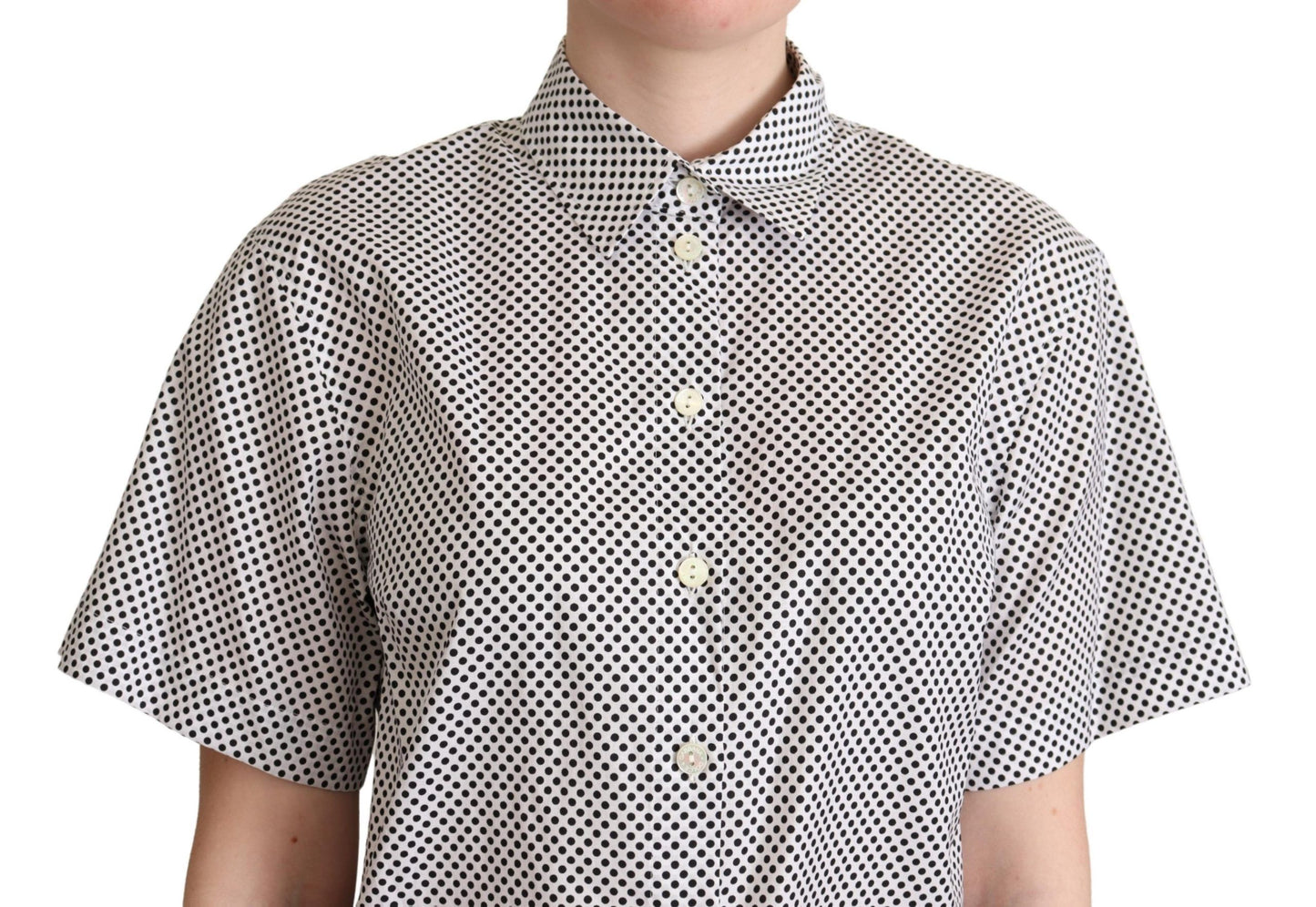 Chemise à col à pois noirs Dolce & Gabbana blanche