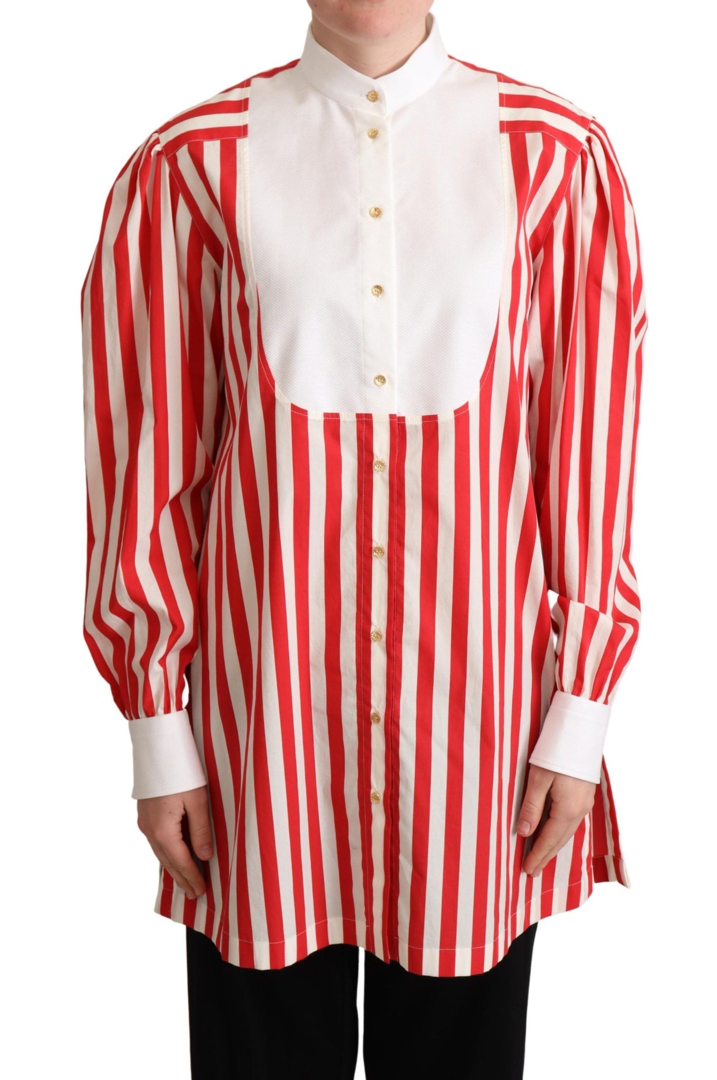 Chemise habillée à manches longues à rayures rouges et blanches Dolce & Gabbana