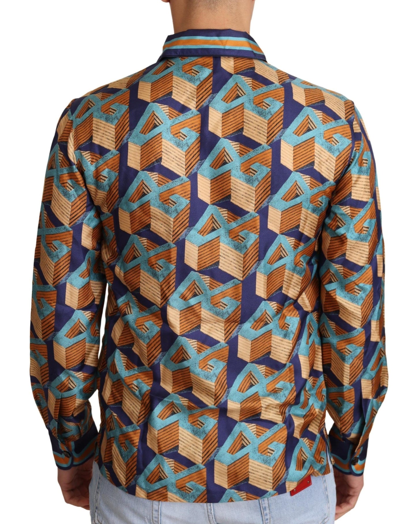 Chemise en soie multicolore Dolce & Gabbana avec logo DG pour homme