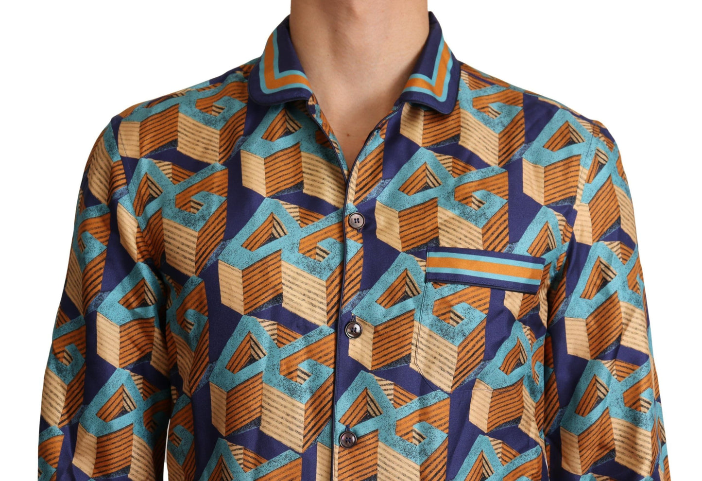 Chemise en soie multicolore Dolce & Gabbana avec logo DG pour homme