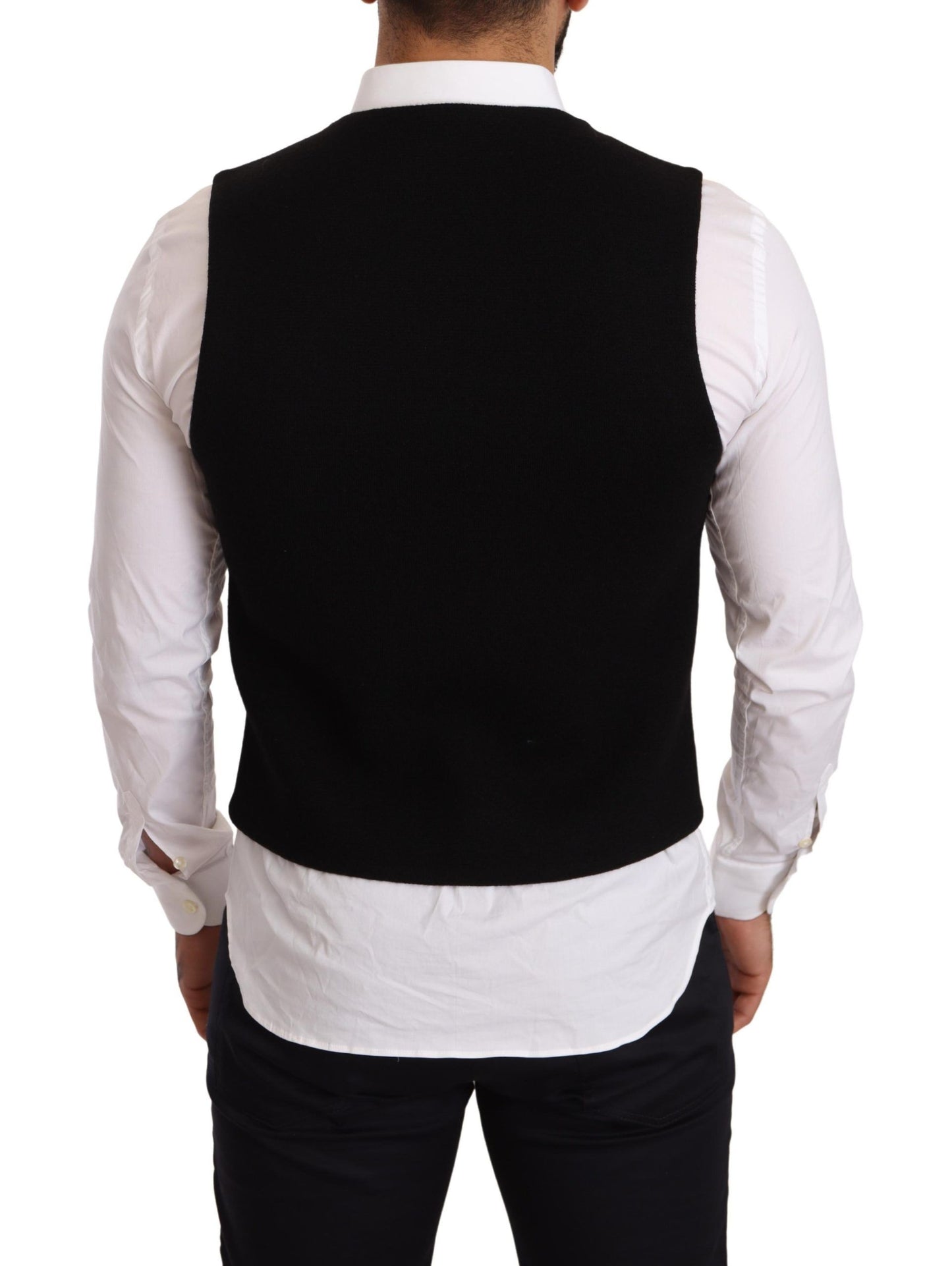 Gilet simple boutonnage en coton noir Dolce & Gabbana