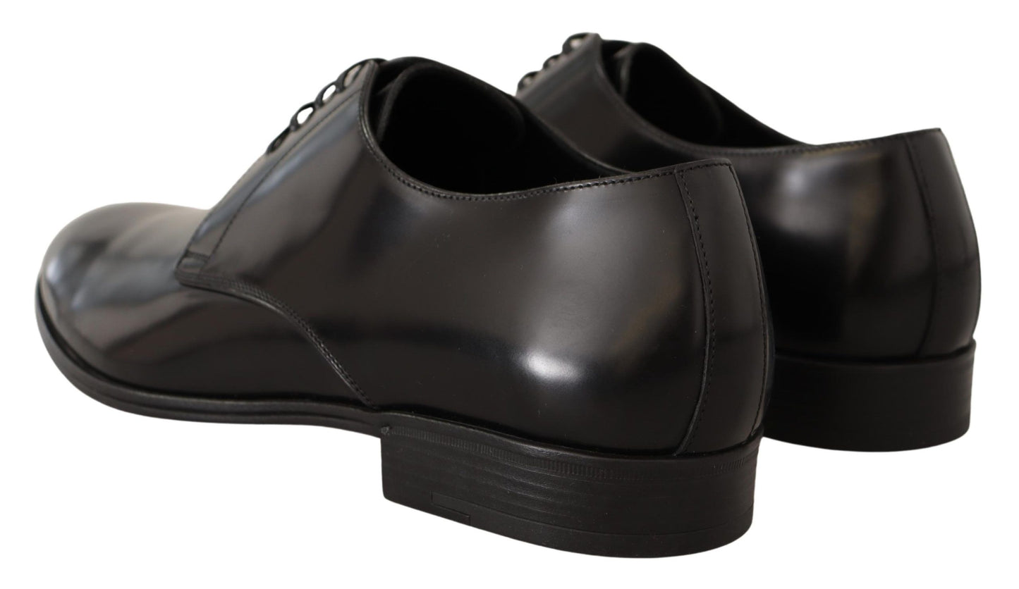 Chaussures Derby à lacets en cuir noir Dolce & Gabbana pour homme