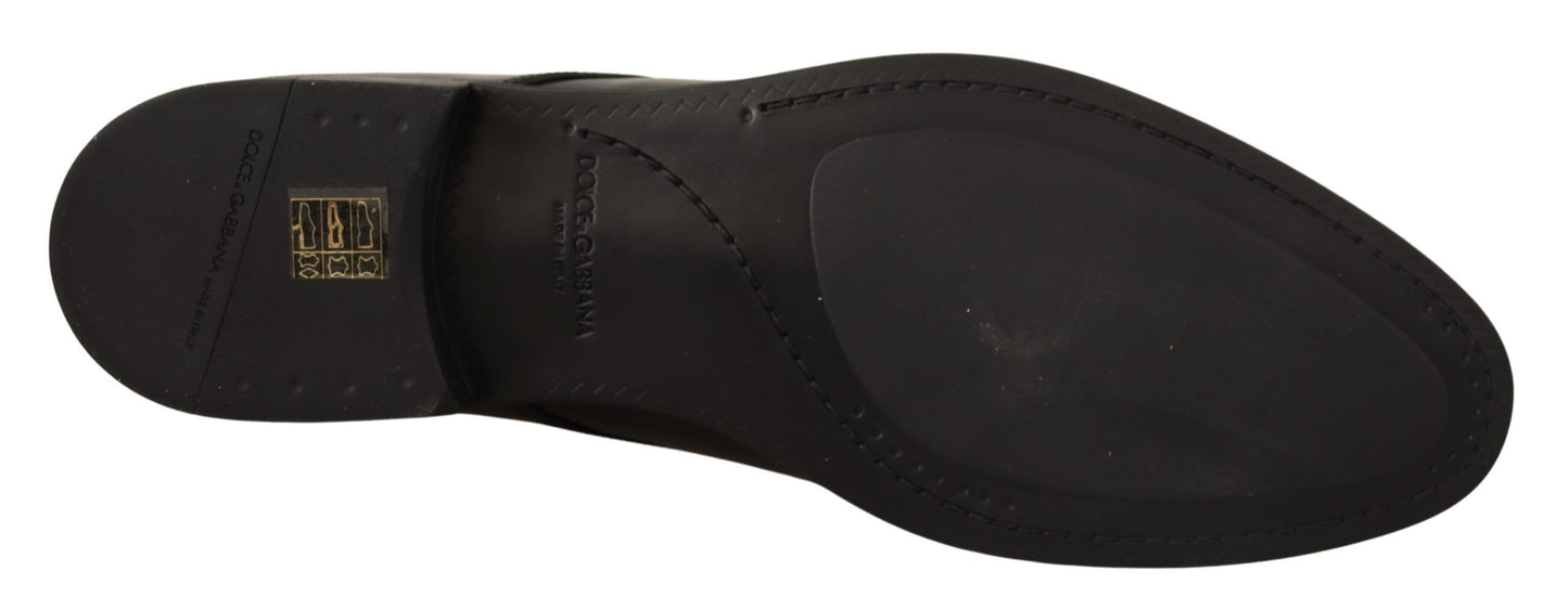 Chaussures Derby à lacets en cuir noir Dolce & Gabbana pour homme
