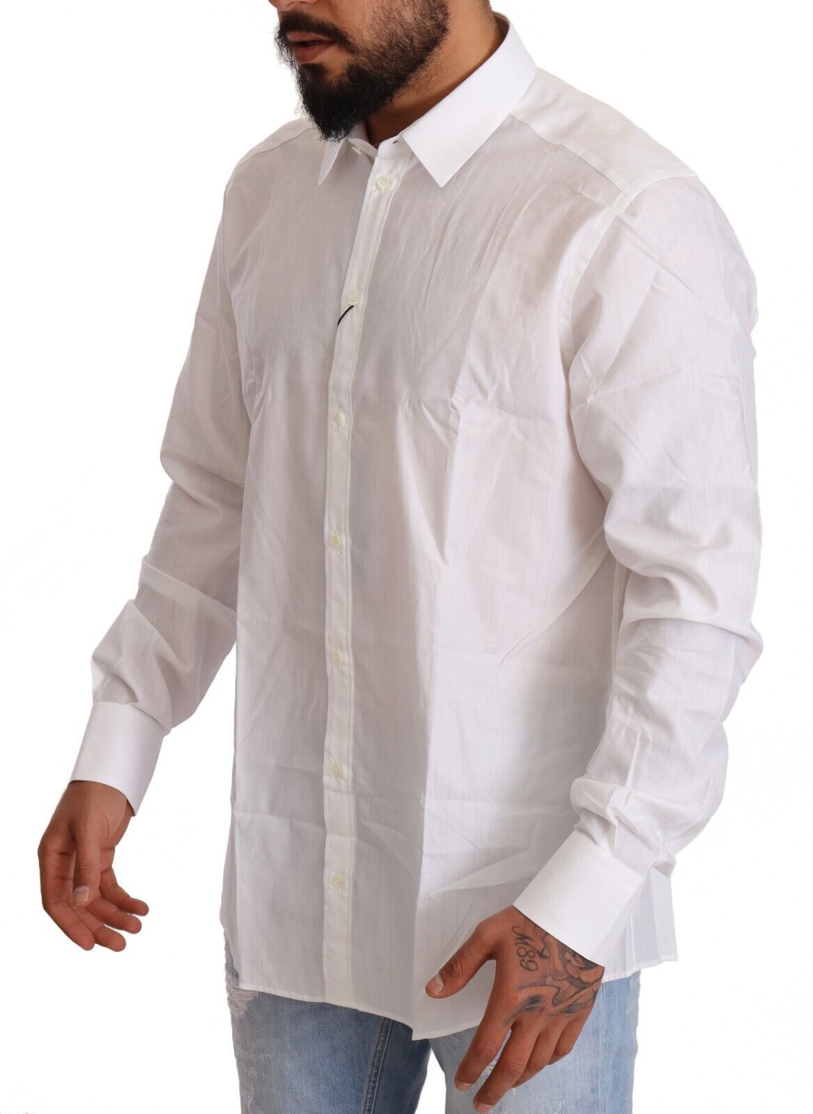 Chemise Martini blanche en coton slim Dolce & Gabbana pour homme