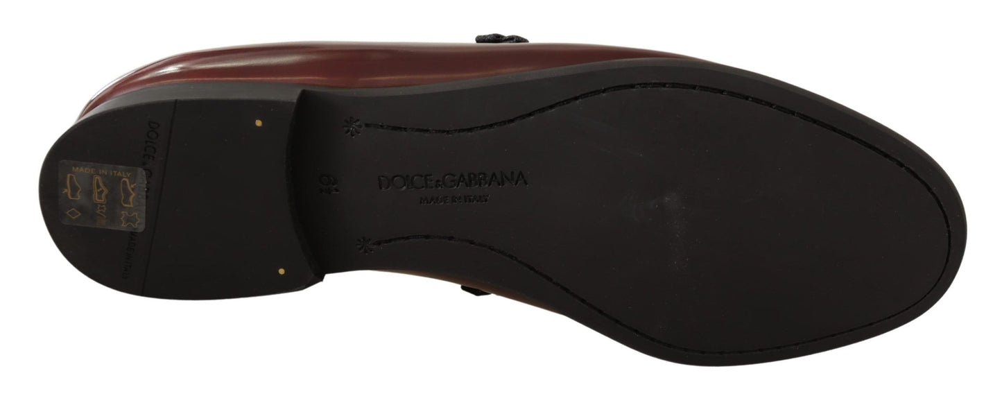 Mocassins habillés en cuir verni bordeaux Dolce & Gabbana