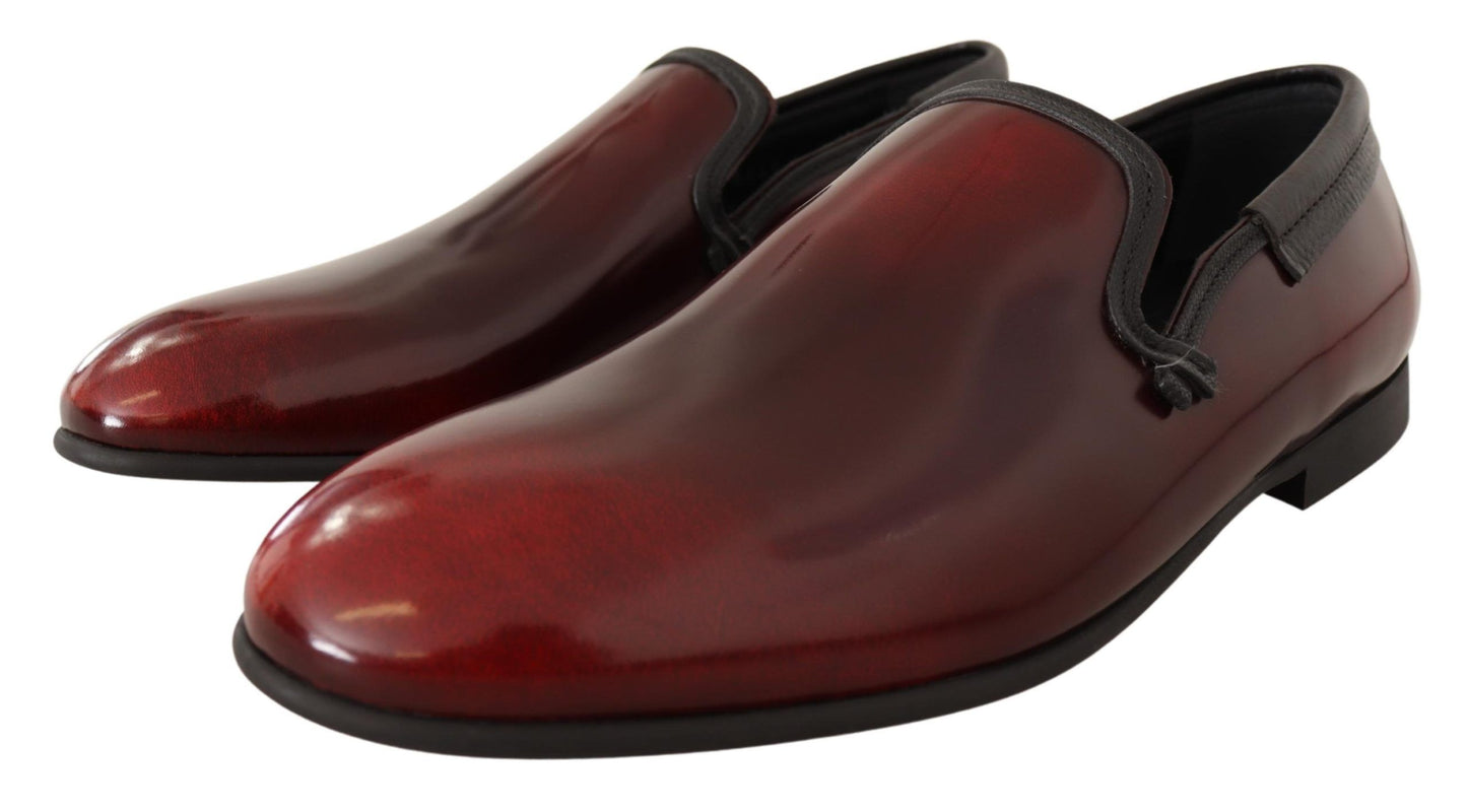 Mocassins habillés en cuir verni bordeaux Dolce & Gabbana