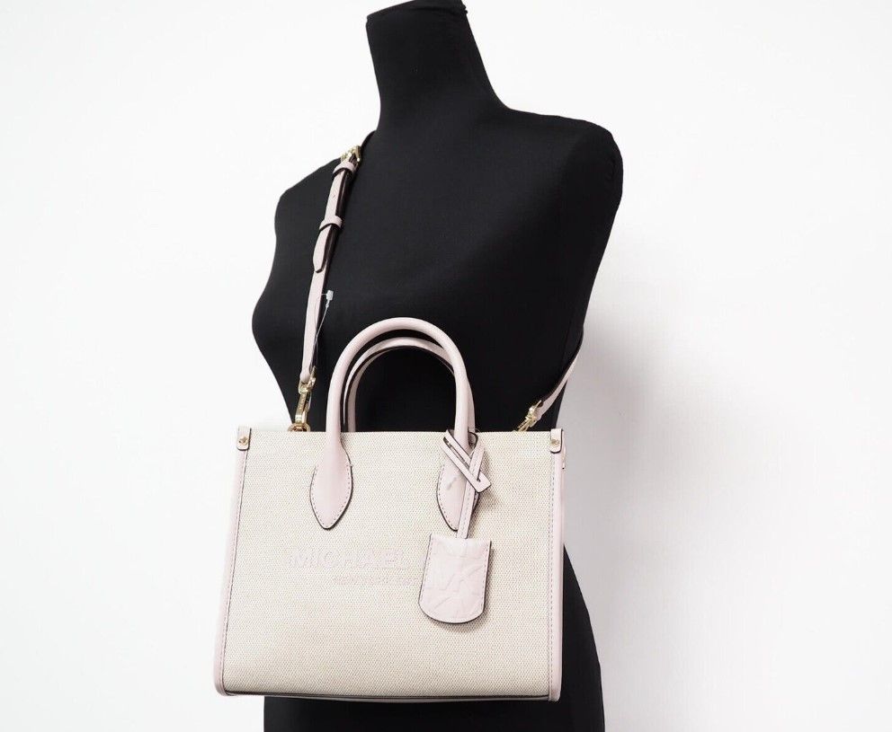 Michael Kors Mirella Kleine Puderrosa Canvas Shopper Umhängetasche Handtasche