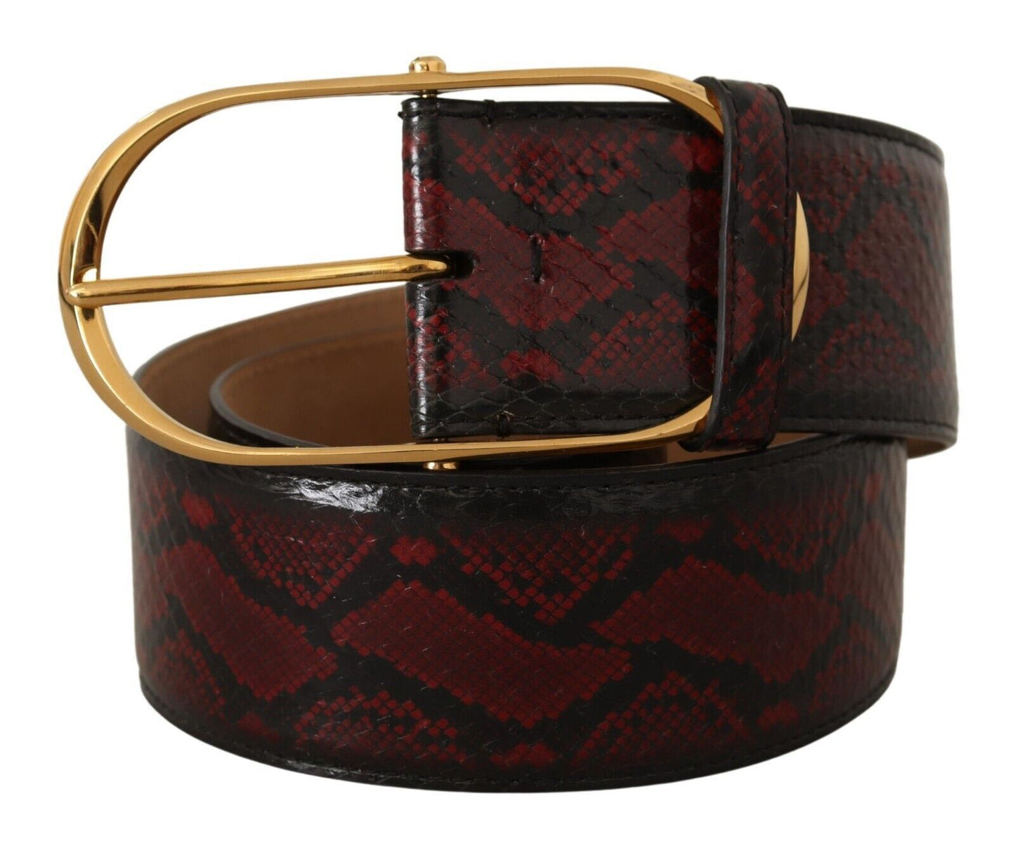 Ceinture Dolce & Gabbana en cuir exotique rouge avec boucle ovale dorée
