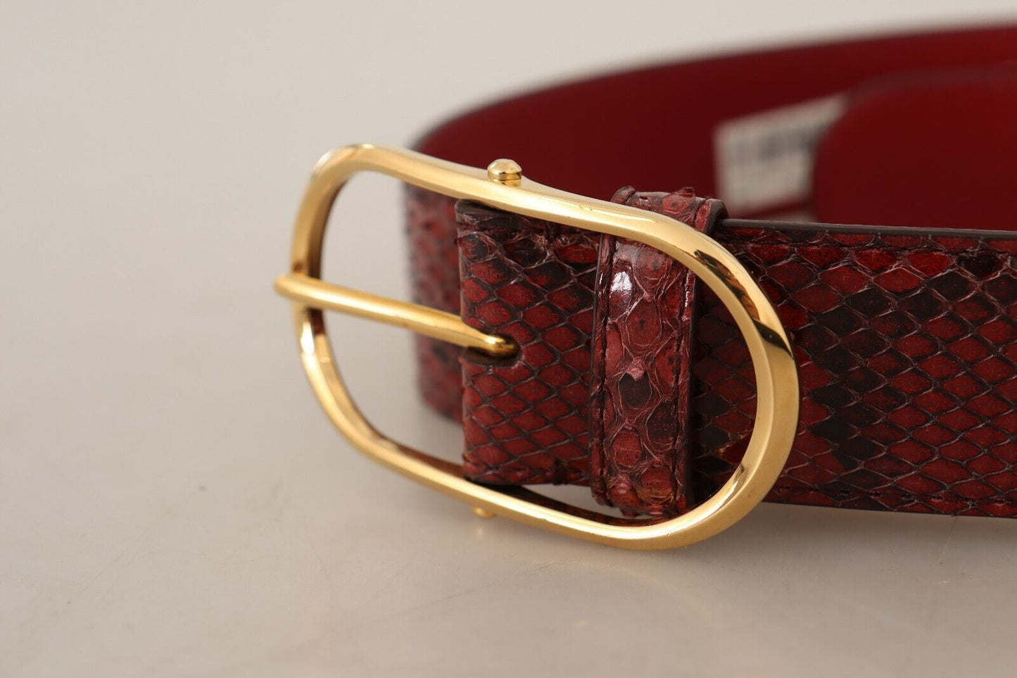 Ceinture Dolce & Gabbana en cuir exotique rouge avec boucle ovale dorée