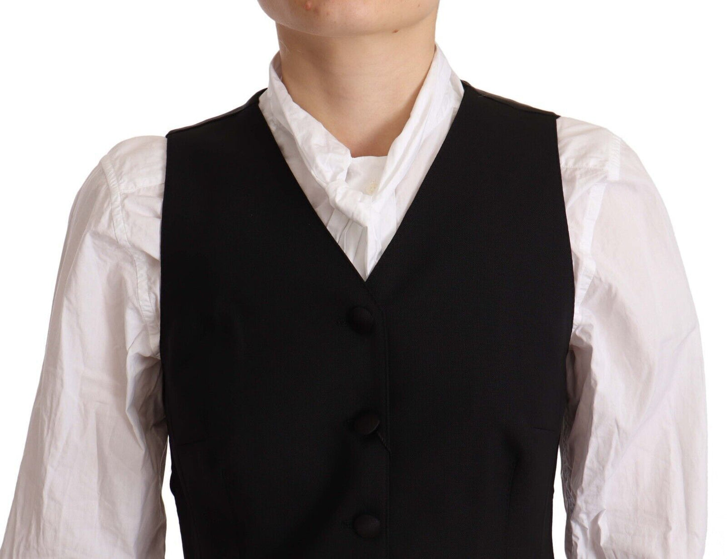 Dolce & Gabbana Haut sans manches boutonné noir en viscose