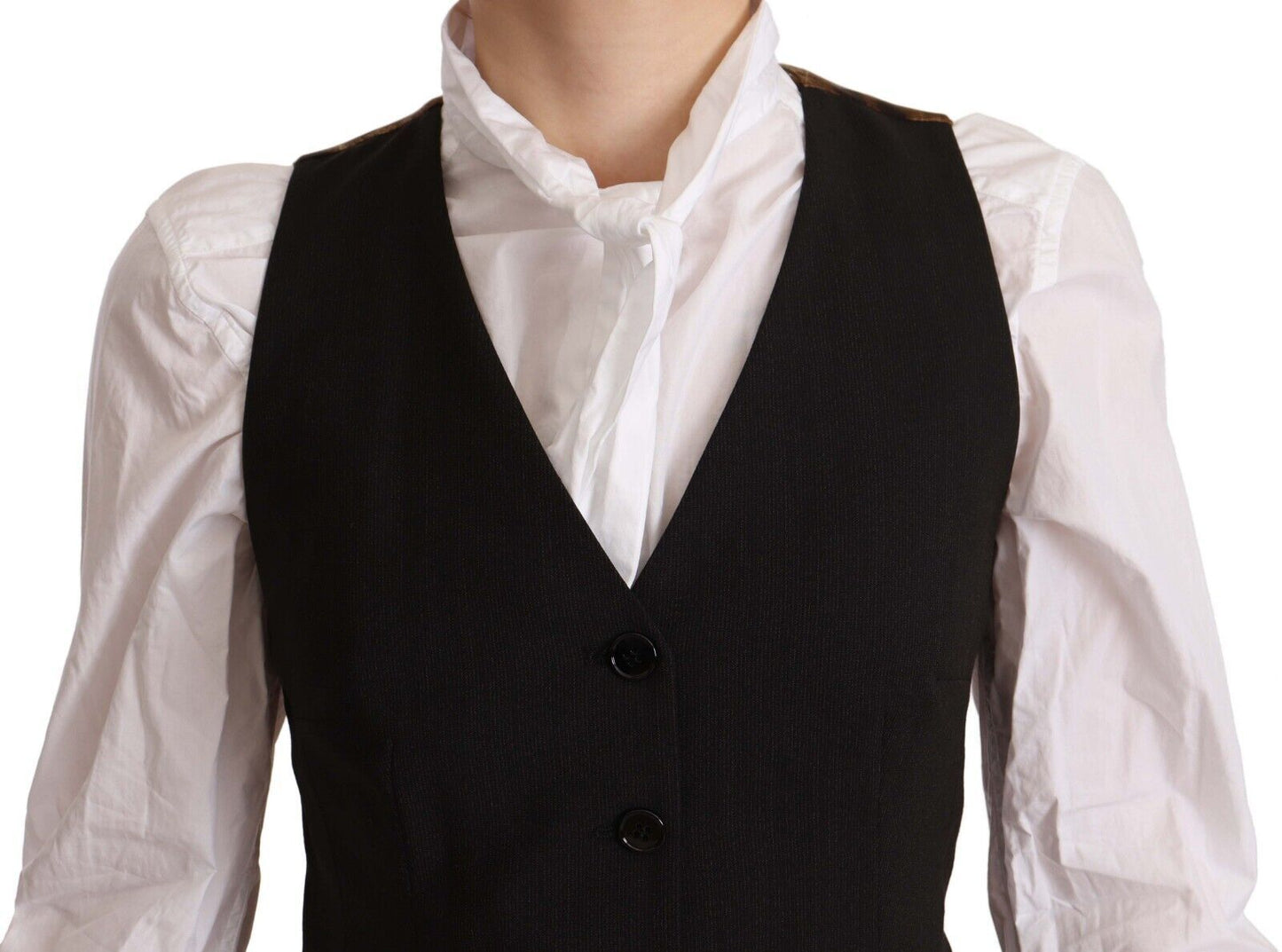 Dolce & Gabbana - Haut sans manches boutonné noir en polyester
