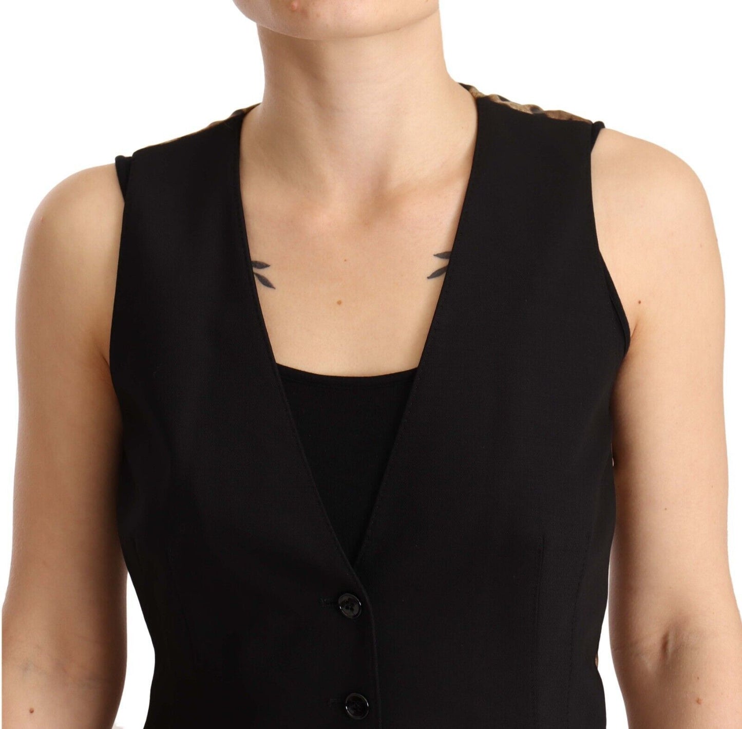 Dolce & Gabbana Haut sans manches boutonné en laine noir