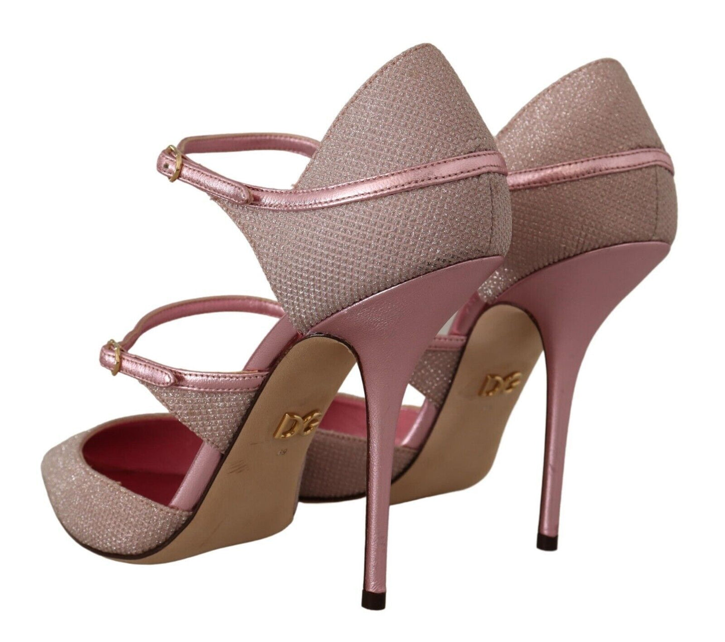 Sandales à lanières pailletées roses Dolce & Gabbana Chaussures Mary Jane