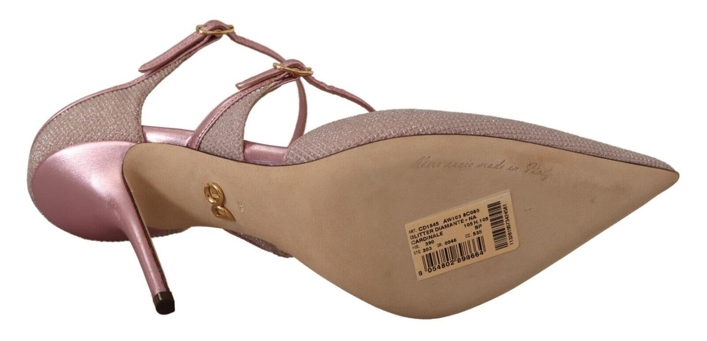 Sandales à lanières pailletées roses Dolce & Gabbana Chaussures Mary Jane