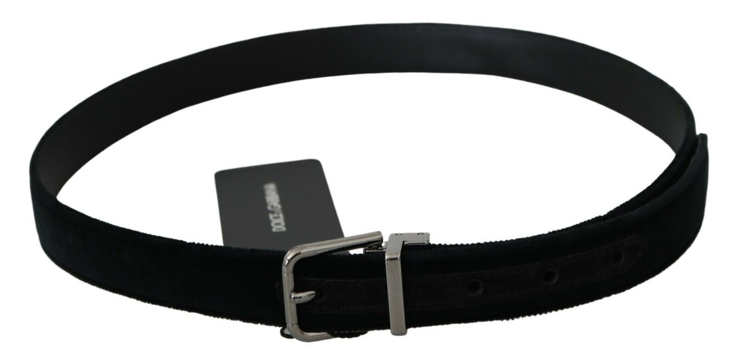 Ceinture Dolce & Gabbana en cuir velours noir avec boucle argentée