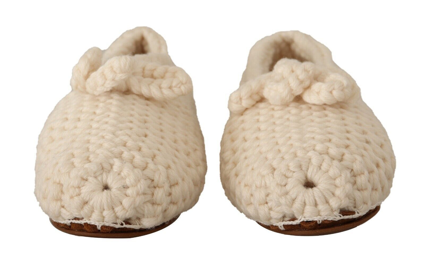 Ballerines blanches à enfiler Dolce & Gabbana en tricot de laine